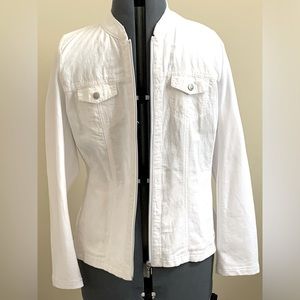 NWOT - Olsen White Linen and Cotton Jersey Jacket, Sz M-L/12